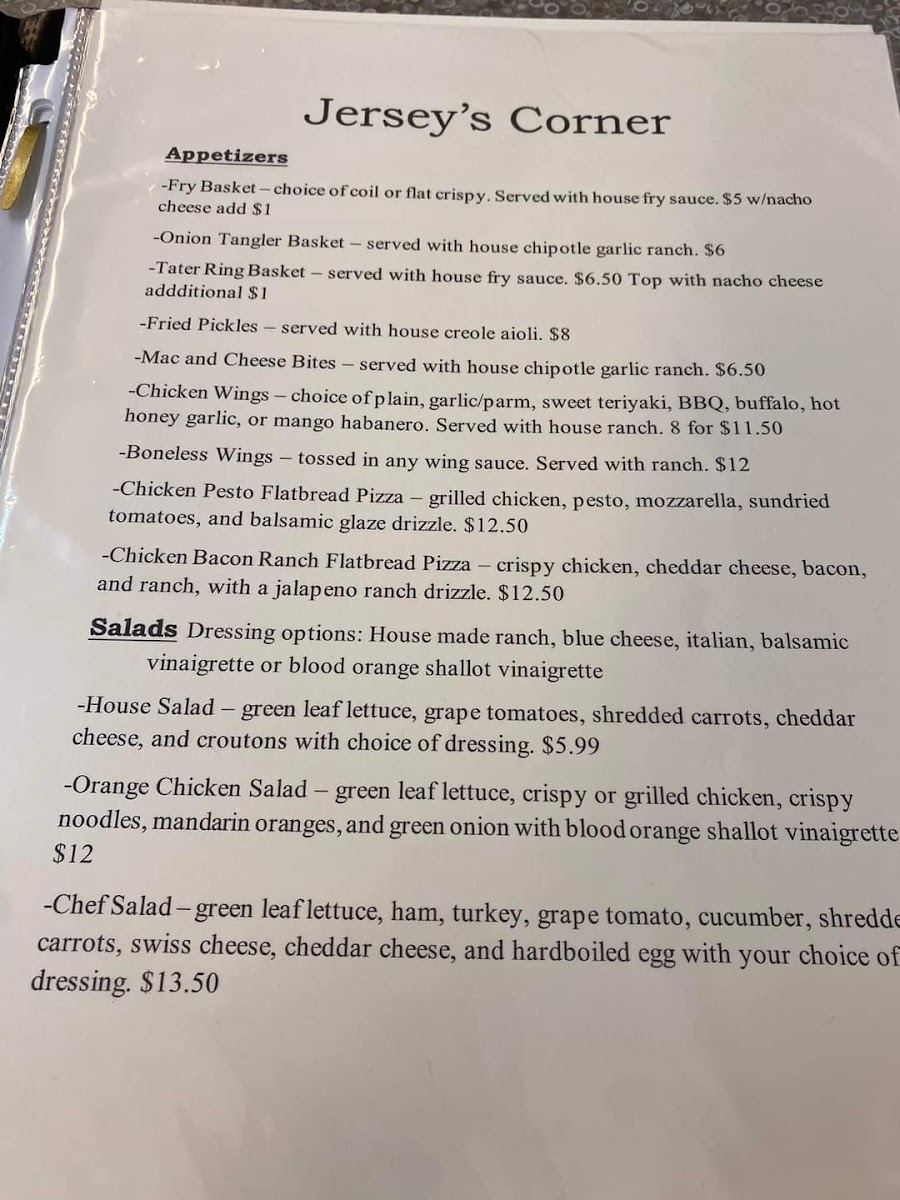 Menu Jersey's Corner-3